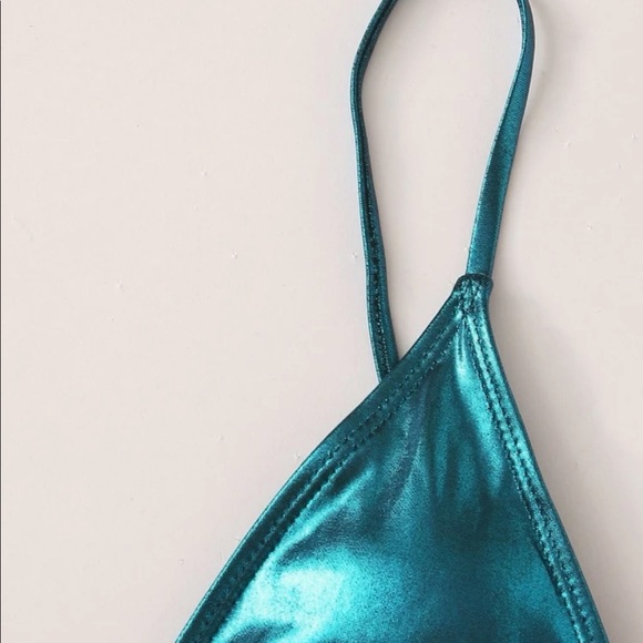 Metallic blue thong swimsuit - Picture 5 of 5